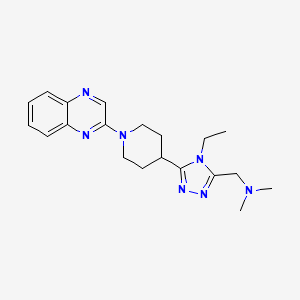 molecular formula C20H27N7 B5561453 1-[4-乙基-5-(1-喹喔啉-2-基哌啶-4-基)-4H-1,2,4-三唑-3-基]-N,N-二甲基甲胺 