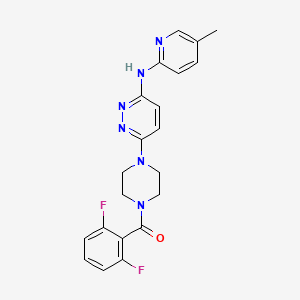 molecular formula C21H20F2N6O B5561460 6-[4-(2,6-difluorobenzoyl)-1-piperazinyl]-N-(5-methyl-2-pyridinyl)-3-pyridazinamine 