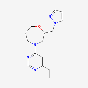 molecular formula C15H21N5O B5561466 4-(6-乙基嘧啶-4-基)-2-(1H-吡唑-1-基甲基)-1,4-氧杂环戊烷 