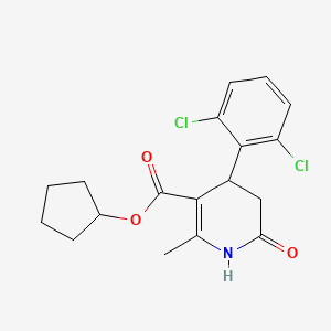 molecular formula C18H19Cl2NO3 B5561473 cyclopentyl 4-(2,6-dichlorophenyl)-2-methyl-6-oxo-1,4,5,6-tetrahydro-3-pyridinecarboxylate 