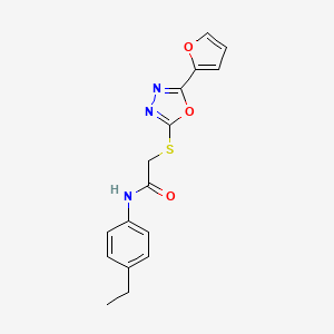 molecular formula C16H15N3O3S B5561485 N-(4-乙基苯基)-2-{[5-(2-呋喃基)-1,3,4-恶二唑-2-基]硫代}乙酰胺 