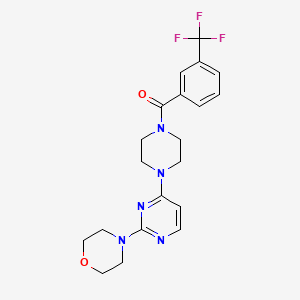 molecular formula C20H22F3N5O2 B5561497 4-(4-{4-[3-(三氟甲基)苯甲酰基]-1-哌嗪基}-2-嘧啶基)吗啉 