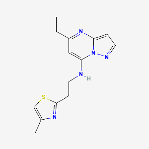 molecular formula C14H17N5S B5561502 5-乙基-N-[2-(4-甲基-1,3-噻唑-2-基)乙基]吡唑并[1,5-a]嘧啶-7-胺 