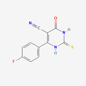 molecular formula C11H6FN3OS B5561511 4-(4-fluorophenyl)-6-hydroxy-2-mercapto-5-pyrimidinecarbonitrile 