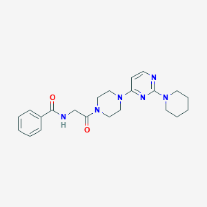 molecular formula C22H28N6O2 B5561524 N-(2-oxo-2-{4-[2-(1-piperidinyl)-4-pyrimidinyl]-1-piperazinyl}ethyl)benzamide 