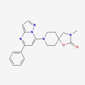 molecular formula C20H21N5O2 B5561538 3-甲基-8-(5-苯基吡唑并[1,5-a]嘧啶-7-基)-1-氧杂-3,8-二氮杂螺[4.5]癸烷-2-酮 
