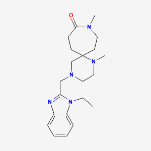 molecular formula C21H31N5O B5561545 4-[(1-ethyl-1H-benzimidazol-2-yl)methyl]-1,9-dimethyl-1,4,9-triazaspiro[5.6]dodecan-10-one 