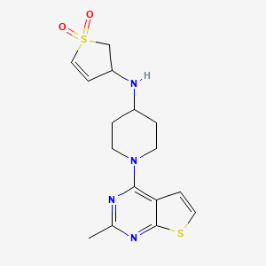molecular formula C16H20N4O2S2 B5561556 N-(1,1-二氧化-2,3-二氢-3-噻吩基)-1-(2-甲基噻吩并[2,3-d]嘧啶-4-基)哌啶-4-胺 