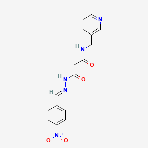molecular formula C16H15N5O4 B5561589 3-[2-(4-硝基亚苄基)肼基]-3-氧代-N-(3-吡啶基甲基)丙酰胺 