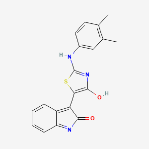 molecular formula C19H15N3O2S B5561662 3-[2-[(3,4-dimethylphenyl)amino]-4-oxo-1,3-thiazol-5(4H)-ylidene]-1,3-dihydro-2H-indol-2-one 