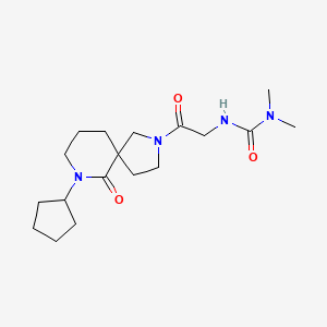 molecular formula C18H30N4O3 B5561689 N'-[2-(7-cyclopentyl-6-oxo-2,7-diazaspiro[4.5]dec-2-yl)-2-oxoethyl]-N,N-dimethylurea 