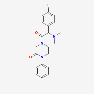 molecular formula C21H24FN3O2 B5561708 4-[(dimethylamino)(4-fluorophenyl)acetyl]-1-(4-methylphenyl)-2-piperazinone 