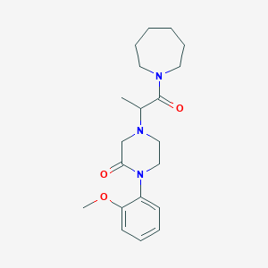 molecular formula C20H29N3O3 B5561722 4-[2-(1-azepanyl)-1-methyl-2-oxoethyl]-1-(2-methoxyphenyl)-2-piperazinone 