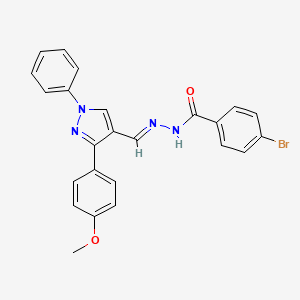 molecular formula C24H19BrN4O2 B5561732 4-bromo-N'-{[3-(4-methoxyphenyl)-1-phenyl-1H-pyrazol-4-yl]methylene}benzohydrazide 