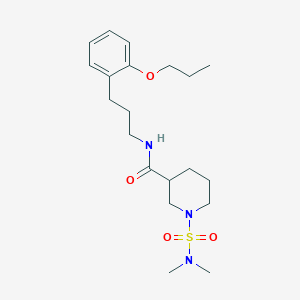 molecular formula C20H33N3O4S B5561780 1-[(dimethylamino)sulfonyl]-N-[3-(2-propoxyphenyl)propyl]-3-piperidinecarboxamide 