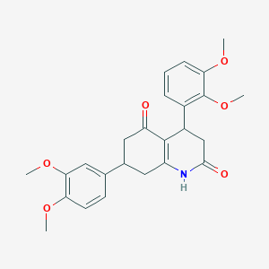 molecular formula C25H27NO6 B5561796 4-(2,3-dimethoxyphenyl)-7-(3,4-dimethoxyphenyl)-4,6,7,8-tetrahydro-2,5(1H,3H)-quinolinedione 
