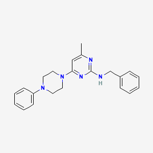 molecular formula C22H25N5 B5561823 N-苄基-4-甲基-6-(4-苯基-1-哌嗪基)-2-嘧啶胺 
