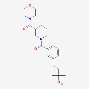 molecular formula C22H32N2O4 B5561824 2-methyl-4-(3-{[3-(4-morpholinylcarbonyl)-1-piperidinyl]carbonyl}phenyl)-2-butanol 