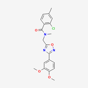 molecular formula C20H20ClN3O4 B5561832 2-chloro-N-{[3-(3,4-dimethoxyphenyl)-1,2,4-oxadiazol-5-yl]methyl}-N,4-dimethylbenzamide 