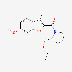 molecular formula C18H23NO4 B5561833 2-(ethoxymethyl)-1-[(6-methoxy-3-methyl-1-benzofuran-2-yl)carbonyl]pyrrolidine 