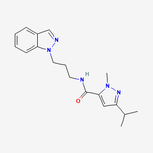 molecular formula C18H23N5O B5561866 N-[3-(1H-indazol-1-yl)propyl]-3-isopropyl-1-methyl-1H-pyrazole-5-carboxamide 