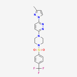 molecular formula C19H19F3N6O2S B5561894 3-(3-methyl-1H-pyrazol-1-yl)-6-(4-{[4-(trifluoromethyl)phenyl]sulfonyl}-1-piperazinyl)pyridazine 