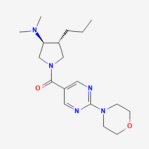 molecular formula C18H29N5O2 B5561947 (3S*,4R*)-N,N-dimethyl-1-{[2-(4-morpholinyl)-5-pyrimidinyl]carbonyl}-4-propyl-3-pyrrolidinamine 