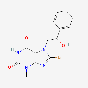 molecular formula C14H13BrN4O3 B5561955 8-溴-7-(2-羟基-2-苯乙基)-3-甲基-3,7-二氢-1H-嘌呤-2,6-二酮 