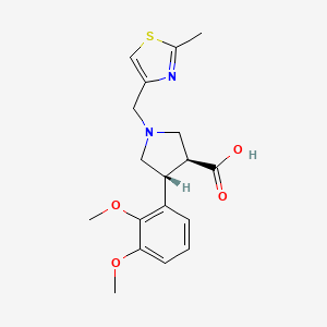 molecular formula C18H22N2O4S B5561956 (3S*,4R*)-4-(2,3-二甲氧苯基)-1-[(2-甲基-1,3-噻唑-4-基)甲基]吡咯烷-3-羧酸 