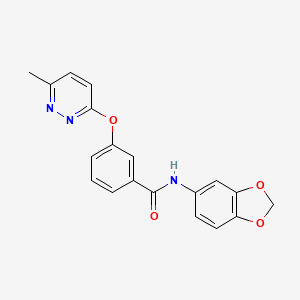 molecular formula C19H15N3O4 B5561989 N-1,3-苯并二氧杂环-5-基-3-[(6-甲基-3-哒嗪基)氧基]苯甲酰胺 
