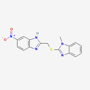 molecular formula C16H13N5O2S B5562019 1-甲基-2-[{[(6-硝基-1H-苯并咪唑-2-基)甲基]硫代}-1H-苯并咪唑 
