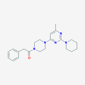 molecular formula C22H29N5O B5562029 4-methyl-6-[4-(phenylacetyl)-1-piperazinyl]-2-(1-piperidinyl)pyrimidine 