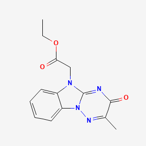 molecular formula C14H14N4O3 B5562041 ethyl (2-methyl-3-oxo[1,2,4]triazino[2,3-a]benzimidazol-5(3H)-yl)acetate 