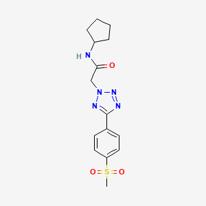 molecular formula C15H19N5O3S B5562047 N-cyclopentyl-2-{5-[4-(methylsulfonyl)phenyl]-2H-tetrazol-2-yl}acetamide 