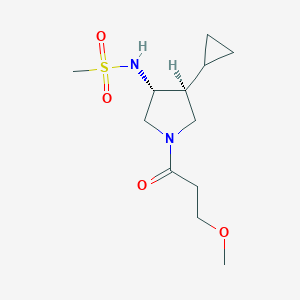 molecular formula C12H22N2O4S B5562055 N-[(3R*,4S*)-4-cyclopropyl-1-(3-methoxypropanoyl)-3-pyrrolidinyl]methanesulfonamide 