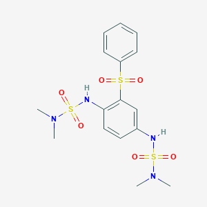 molecular formula C16H22N4O6S3 B5562093 N',N'''-[2-(phenylsulfonyl)-1,4-phenylene]bis(N,N-dimethylsulfamide) 