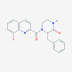 molecular formula C21H18FN3O2 B5562137 3-benzyl-4-[(8-fluoro-2-quinolinyl)carbonyl]-2-piperazinone 