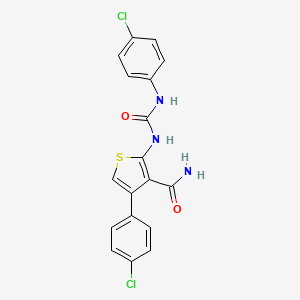 molecular formula C18H13Cl2N3O2S B5562144 4-(4-氯苯基)-2-({[(4-氯苯基)氨基]羰基}氨基)-3-噻吩甲酰胺 