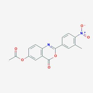 molecular formula C17H12N2O6 B5562159 2-(3-甲基-4-硝基苯基)-4-氧代-4H-3,1-苯并恶嗪-6-基乙酸酯 