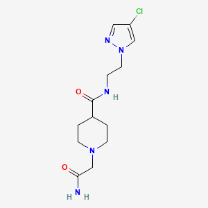 molecular formula C13H20ClN5O2 B5562162 1-(2-氨基-2-氧代乙基)-N-[2-(4-氯-1H-吡唑-1-基)乙基]-4-哌啶甲酰胺 