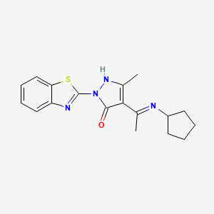 molecular formula C18H20N4OS B5562170 2-(1,3-benzothiazol-2-yl)-4-[1-(cyclopentylamino)ethylidene]-5-methyl-2,4-dihydro-3H-pyrazol-3-one 