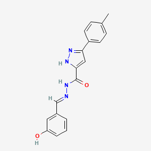 molecular formula C18H16N4O2 B5562179 N'-(3-羟基亚苄基)-3-(4-甲基苯基)-1H-吡唑-5-甲酰腙 