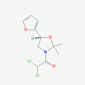 molecular formula C11H13Cl2NO3 B055622 恶唑烷，3-(二氯乙酰基)-5-(2-呋喃基)-2,2-二甲基-，(5R)- CAS No. 121776-57-6