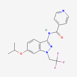 molecular formula C18H17F3N4O2 B5562220 N-[6-isopropoxy-1-(2,2,2-trifluoroethyl)-1H-indazol-3-yl]isonicotinamide 