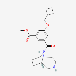 molecular formula C21H28N2O4 B5562234 methyl 3-(cyclobutylmethoxy)-5-[rel-(1S,6R)-3,9-diazabicyclo[4.2.1]non-9-ylcarbonyl]benzoate hydrochloride 