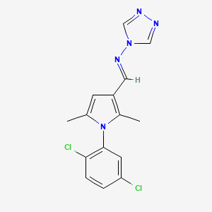 molecular formula C15H13Cl2N5 B5562270 N-{[1-(2,5-二氯苯基)-2,5-二甲基-1H-吡咯-3-基]亚甲基}-4H-1,2,4-三唑-4-胺 