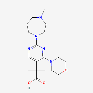 molecular formula C18H29N5O3 B5562321 2-甲基-2-[2-(4-甲基-1,4-二氮杂环戊烷-1-基)-4-吗啉-4-基嘧啶-5-基]丙酸 