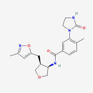 molecular formula C20H24N4O4 B5562322 4-methyl-N-{(3R*,4S*)-4-[(3-methyl-5-isoxazolyl)methyl]tetrahydro-3-furanyl}-3-(2-oxo-1-imidazolidinyl)benzamide 