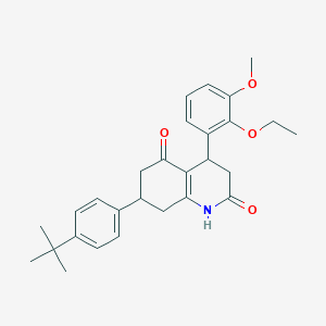 molecular formula C28H33NO4 B5562352 7-(4-tert-butylphenyl)-4-(2-ethoxy-3-methoxyphenyl)-4,6,7,8-tetrahydro-2,5(1H,3H)-quinolinedione 