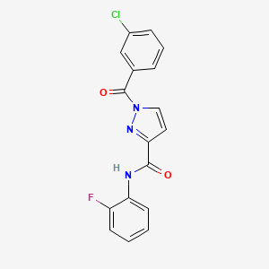 molecular formula C17H11ClFN3O2 B5562382 1-(3-氯苯甲酰基)-N-(2-氟苯基)-1H-吡唑-3-甲酰胺 